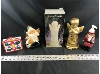 Holiday Decor, Angel Candle, Soap Dispenser, Gold