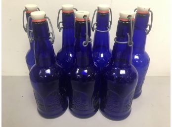 7 Blue Glass Easy Cap Bottles