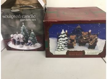 Christmas Wonderful Bear Land Display And Sculpted Candle Garden Set