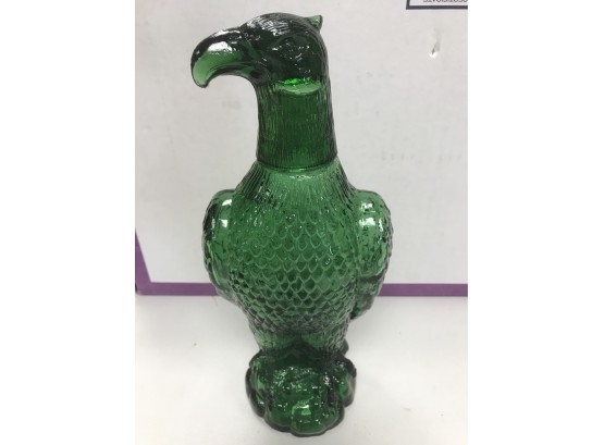 Pretty Green Eagle Bottle, 11 Inches High With Topper
