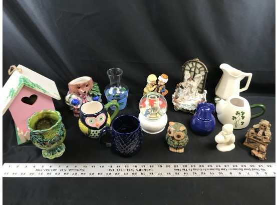 Miscellaneous Lot A Of Decorative Ceramic And Glass Items, Snow Globe, Music Box