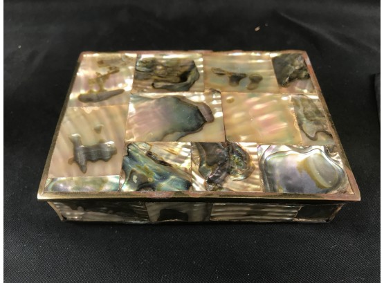 Abalone Brass And Wood Box