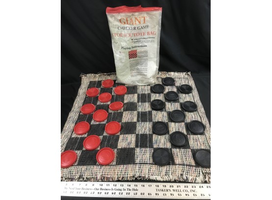 Giant Checker Game With Cloth Board And 3 Inch Plastic Checkers