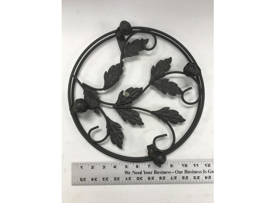 Wrought Iron Leaf Pattern Base For Plant, 12 Inches In Diameter