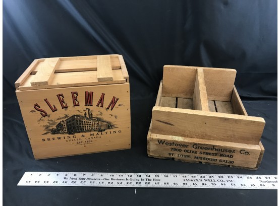 2 Wood Box Crates, Vintage Westover Greenhouses St. Louis Missouri