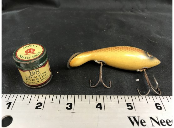 Heddon Fishing Lure And Old B&B Plaster Container