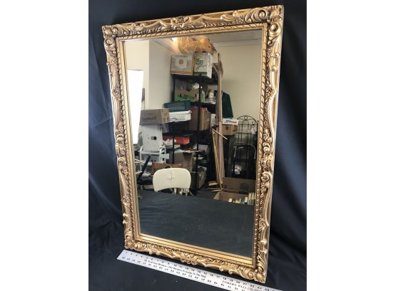 Large Mirror With Gold Plastic Frame 24 X 36