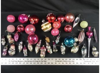 Lot Of Vintage Russian And Eastern European Glass Christmas Decorations, See Pics