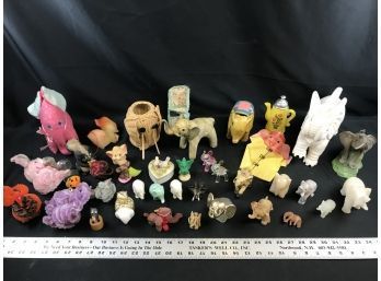 Large Lot Of Mostly Elephant Items, Stone, Ceramic, Plastic A