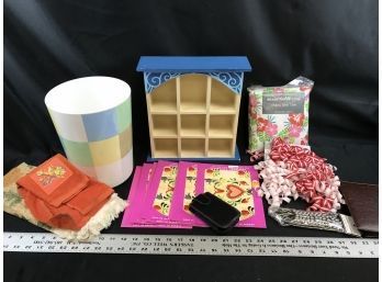 Miscellaneous Items B, Wood Shelf, Trashcan, Transfer Decals, Tablecloth