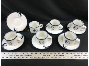 6 Dansk  Flora Cups And Saucers, Made In Japan
