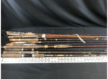 Lot Of Old Wood Fishing Pole Parts - M