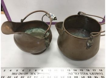 2 Decorative Brass Pots