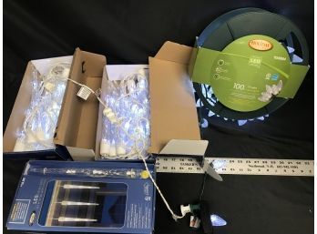 LED Icicle Lights Three Boxes, LED 100 Count C9 Holiday Lights Reel, Tested And Works