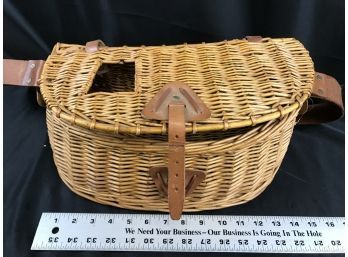 Wicker Fishing Basket With Leather Belt