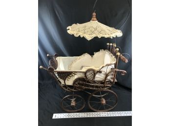 Unique Wood Doll Baby Carriage, Made In Philippines
