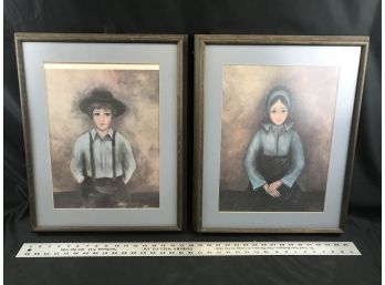 Amish Children Prints In Wood Frames