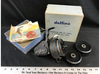 Vintage Delfino Zangi Reel With Box, Made In Italy