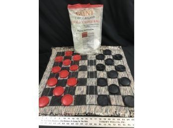 Giant Checker Game With Cloth Board And 3 Inch Plastic Checkers