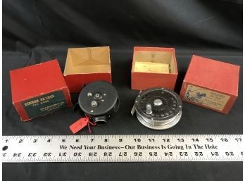 2 Vintage Fishing Reels With Boxes, Holovach , Vernon Deluxe Fly Reel