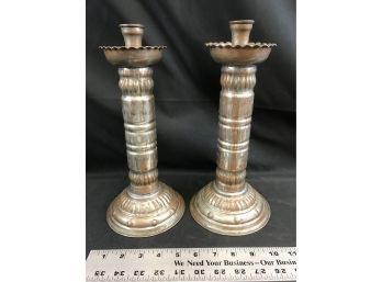 2 Metal Candleholders, Made In United Arab Republic