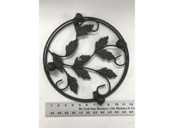 Wrought Iron Leaf Pattern Base For Plant, 12 Inches In Diameter