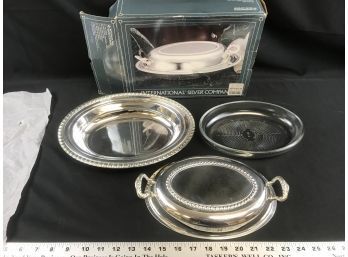 International Silver Company Vegetable Dish With Glass Liner 11 Inches Long