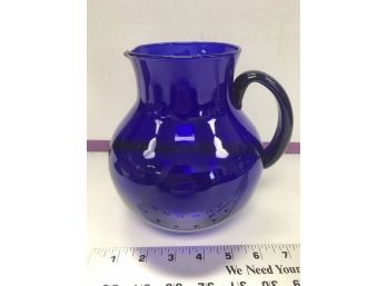 Cobalt Blue Glass Pitcher, 6 1/2 Inches Tall