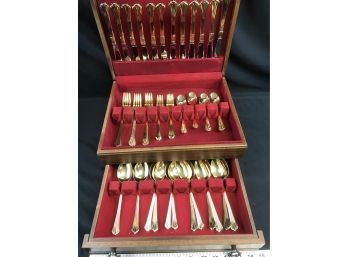 12 Piece Flatware Set Gold Colored With Box