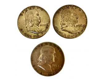 2 1951 Ben Franklin Half Dollars And 1 1952
