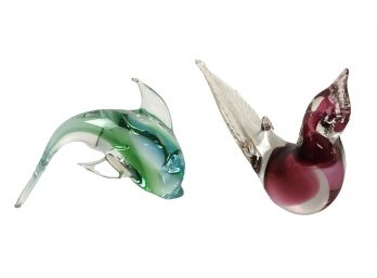 Glass Dolphin Paperweights/cardinal- Murano