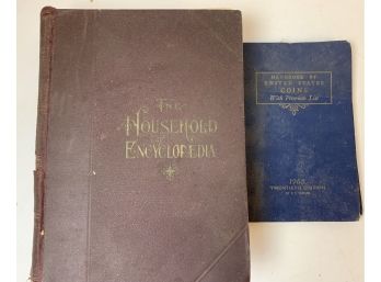2 Books- Handbook Of US Coins 1963 & Household Encyclopedia 1880's
