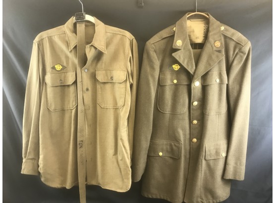 Genuine Vintage World War II US Army Uniform, Jacket, Shirt, Pants, Belt