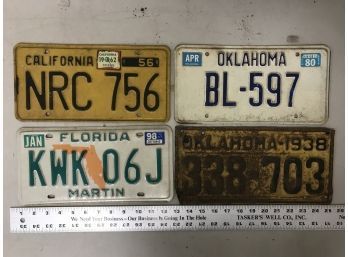 Vintage License Plates, 1938, 1956