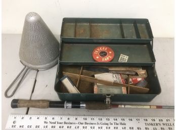 Vintage Union Toolbox With Metal Funnel And Vanguard Broken Rod