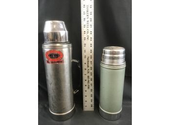2 Metal Thermoses, Large Uno-vac And Stanley