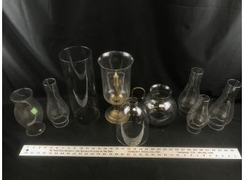 9 Glass Replacement Candle Or Lamp Glass Columns And Brass Candle Holder