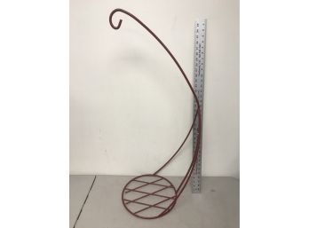 Large Red Metal Stand With Hook, 36 Inches Tall