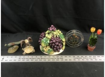 Decorative Items, Large Ceramic Grape Display, Birds, Flowers