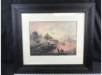 Antique Framed Picture Of Barnstable Mass. 1857 By William Allen Wall