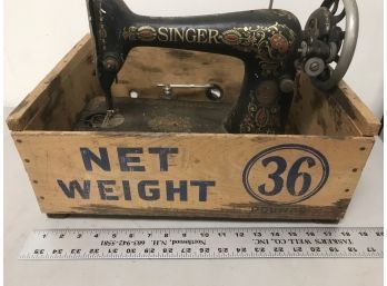 Old Singer Sewing Machine, As Is With Wood Crate