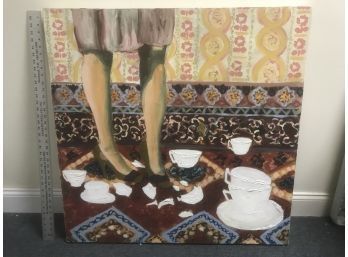 Original Artwork, High Heels Stepping On Dishes, 3 X 3