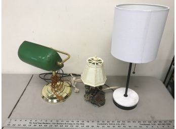 3 Lamps, Untested, Bankers Lamp Dirty