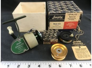 Langley Spin Light Model 853 Fishing Reel With Box And Holder