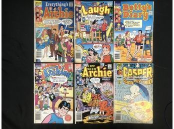 6 Vintage Comics 1980s, Archie, Laugh, Casper, See Pics