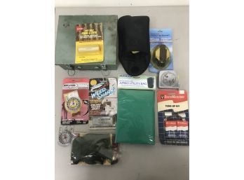 York Metal Green Case, Two Compass, Weed Shark, Utility Bag, Ice Cleats, Film Bag, Tuneup Kit