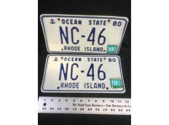 Pair Of 1980 Rhode Island License Plates
