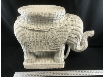 Very Large White Wicker Elephant, 20 Inches High By 26 Inches Long And 10 Inches Wide