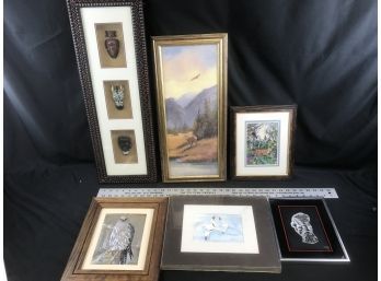 6 Framed Pictures Of Various Animal Scenes