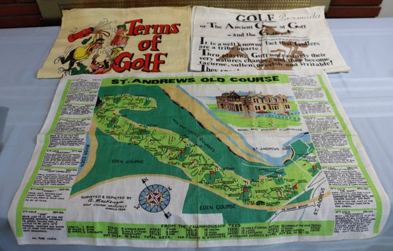 Lot 140- Vintage Linen Golf Dish Towel Lot - St. Andrews - Bermuda - Lot Of 3